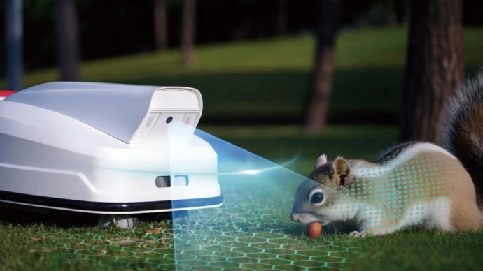 FV2000 robotgräsklippare undviker hinder med AI-kamera och sensorer