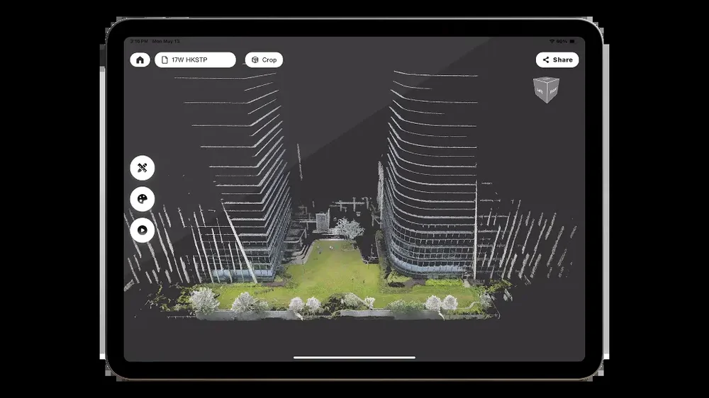 FJD Trion Model bearbetar ett punktmoln på en iPad