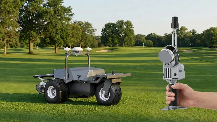 FJD RM21P robotgräsklippare och S2-skanner på golfbana