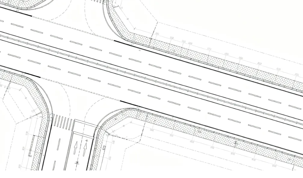 CAD drawing generated from a road point cloud