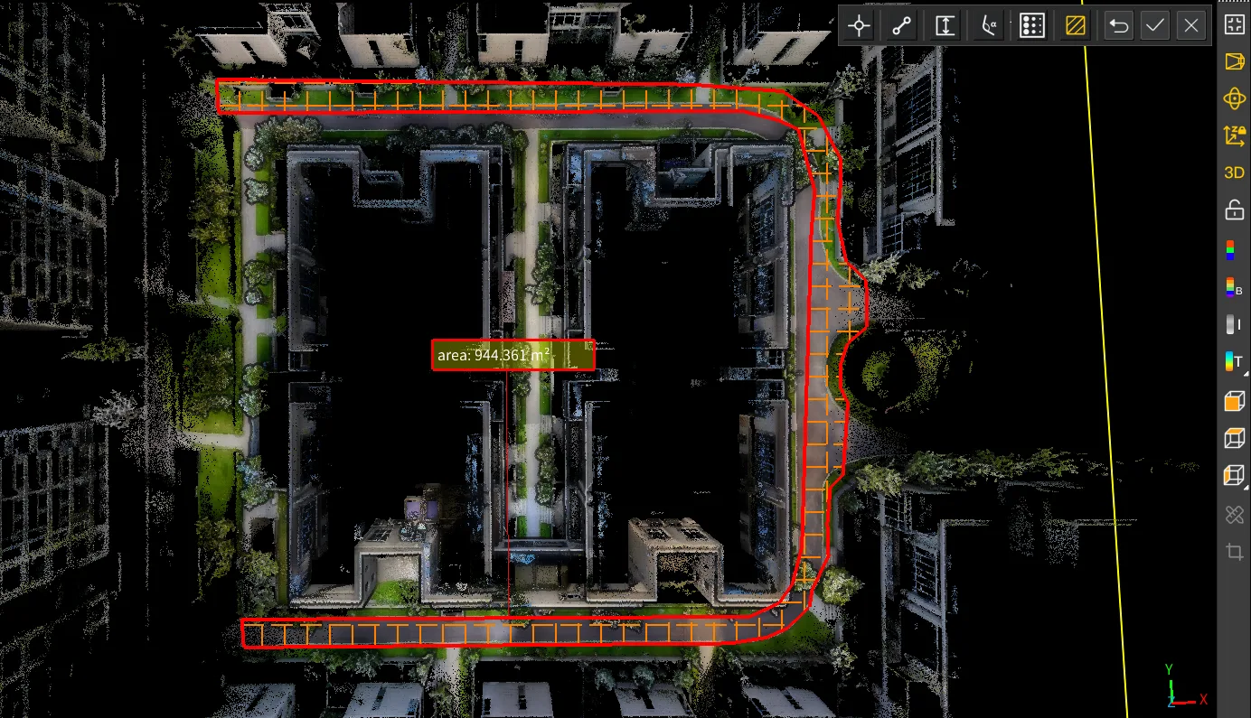 Measurement performed on a point cloud