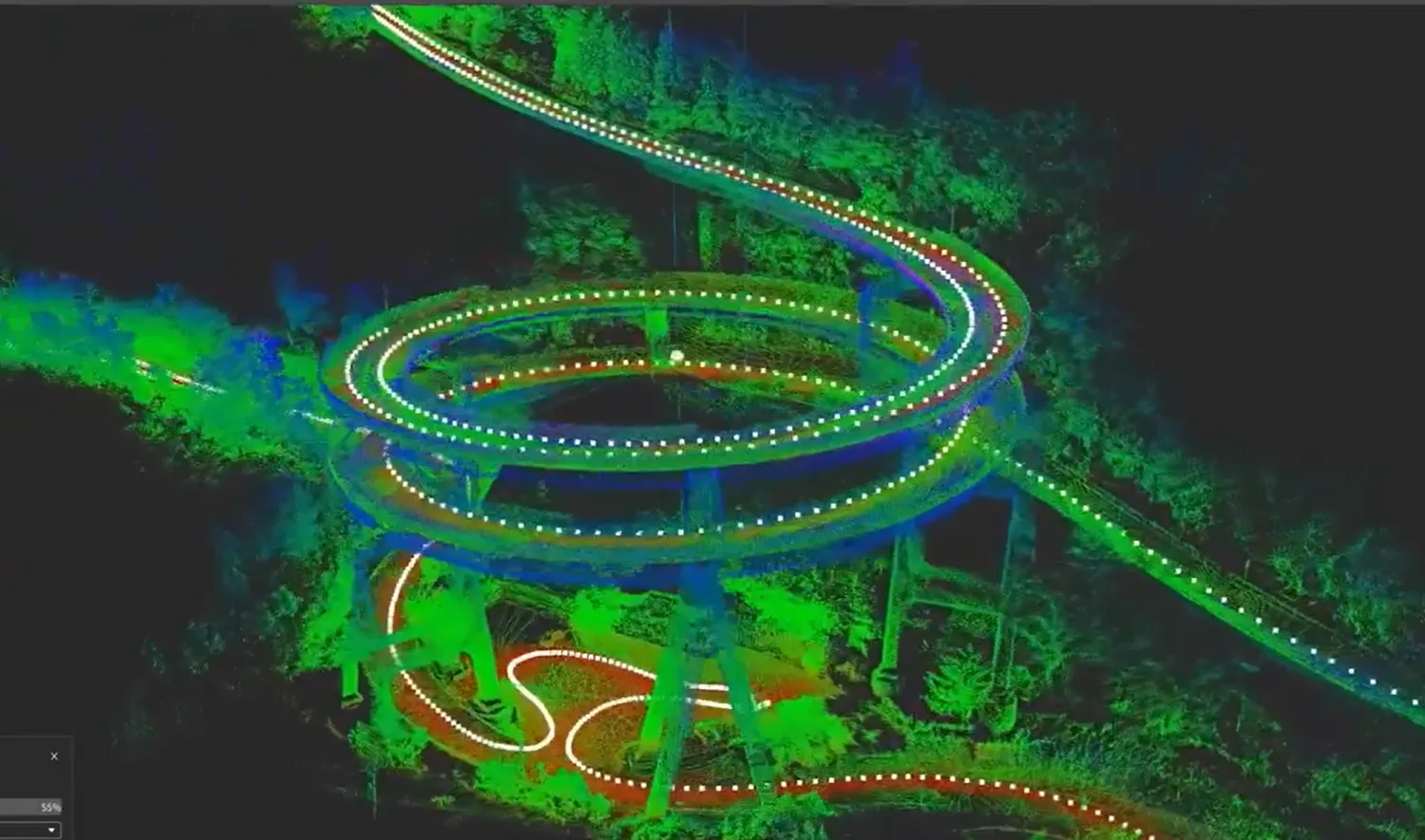 Point cloud of a double spiral bridge in Japan