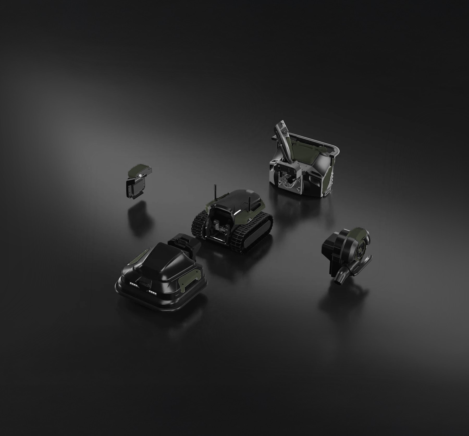 Nortec Explore X1 med klipp-, snö-, lövblås- och trimmermodul