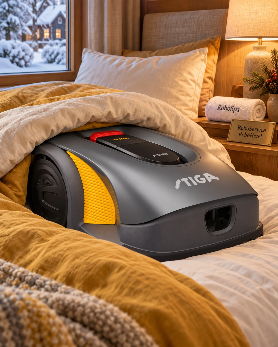 Stiga robotgräsklippare i vinterförvaring, RoboService RoboHotel och RoboSpa