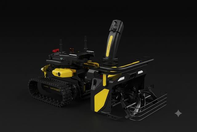 Close-up render of the snow robot chassis