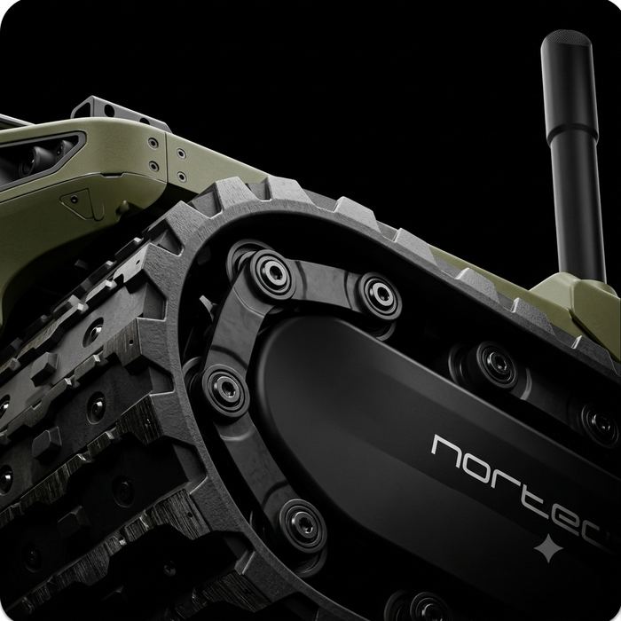Close-up of Nortec Explore X1 track construction