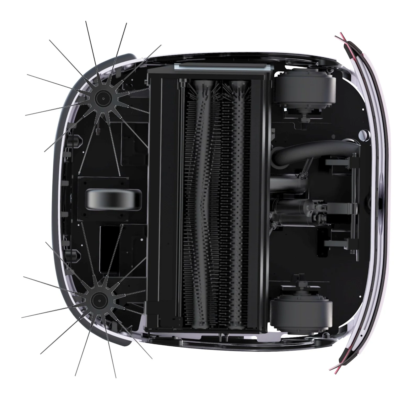 OrionStar CleaniBot C5 - Dual roller brush and drive mechanism (underside)