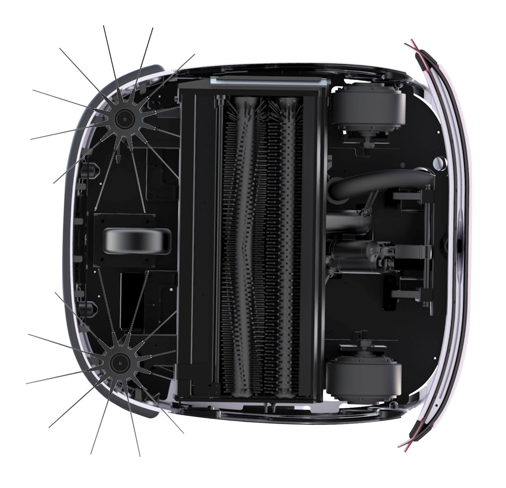 OrionStar CleaniBot C5 - Dual roller brush and drive mechanism (underside)