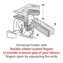 Diagram av Finger-Grip-hållarens flexibla gummiklädda grepparmar