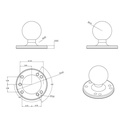RAM Round Plate with Ball C Size - dimensioned technical drawing