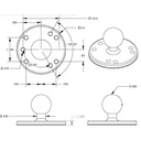 RAM Round Plate with Ball B Size - dimensioned technical drawing