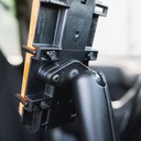 RAM Diamond Ball Base - close-up in a real cab mount with phone cradle