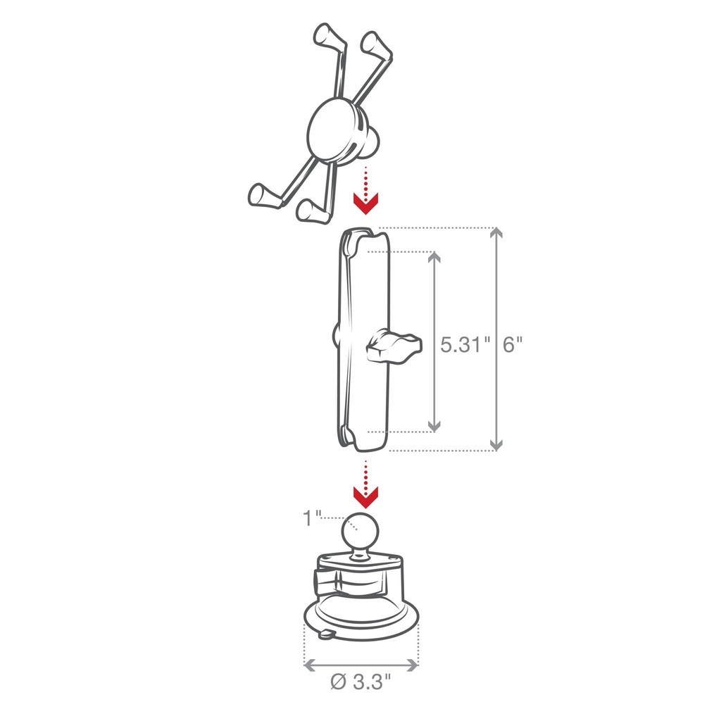 RAM X-Grip Large Phone Mount with Twist-Lock Suction Cup, Long Arm - RAM-B-166-C-UN10U_3