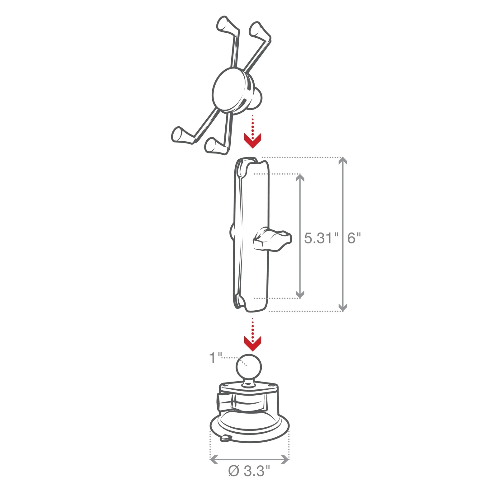 RAM X-Grip Large Phone Mount with Twist-Lock Suction Cup, Long Arm - RAM-B-166-C-UN10U_3