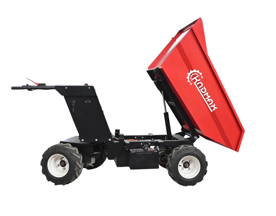 KNDMAX ED600H elektrisk minidumper - sidovy under tippning