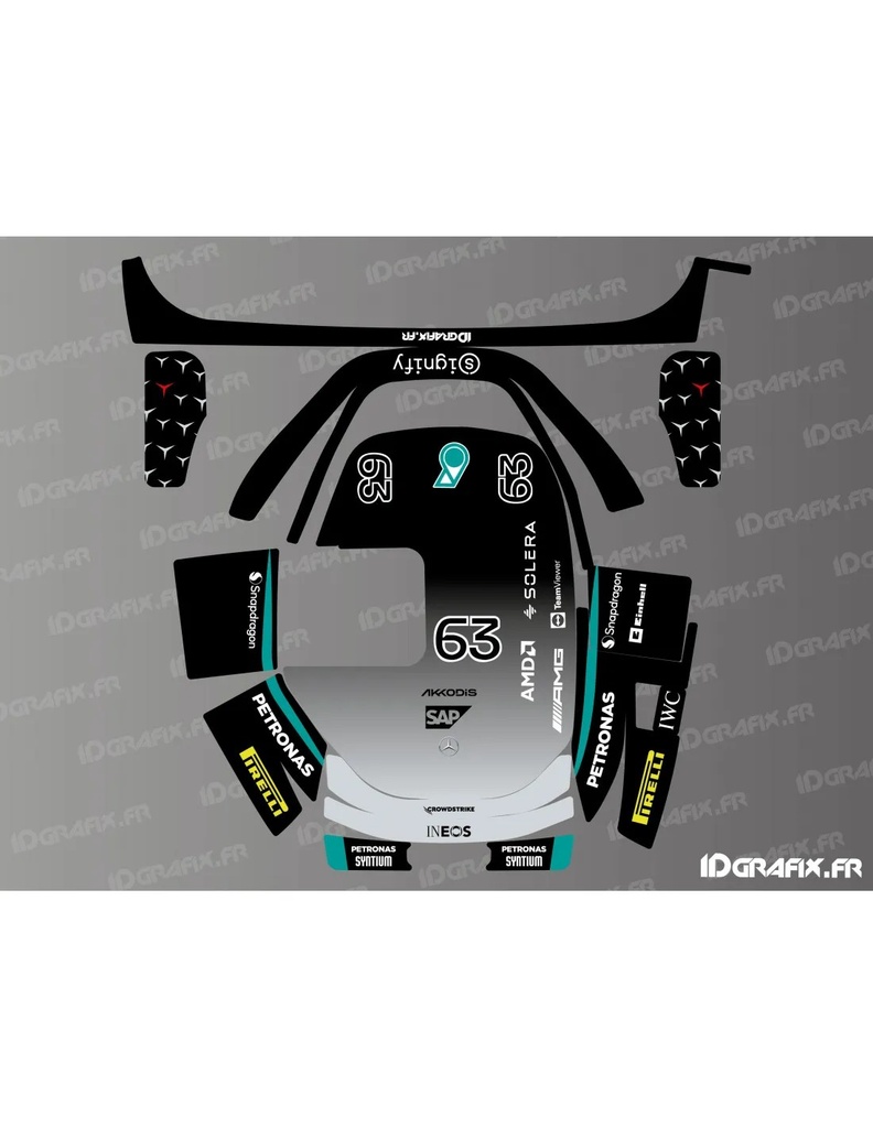 Dekalark för Segway Navimow X3 Mercedes F1 (Russell) Edition