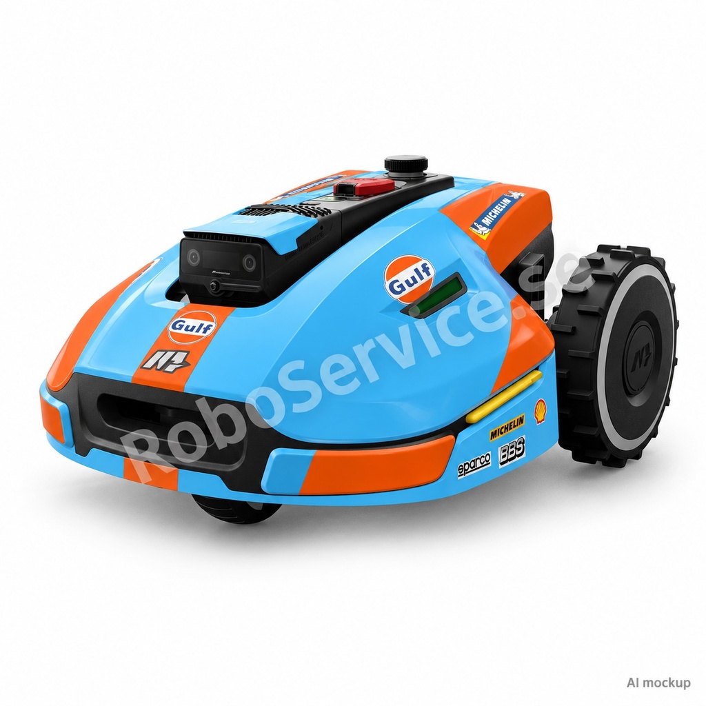 Mockup av Gulf Edition på Mammotion YUKA 2000/3000