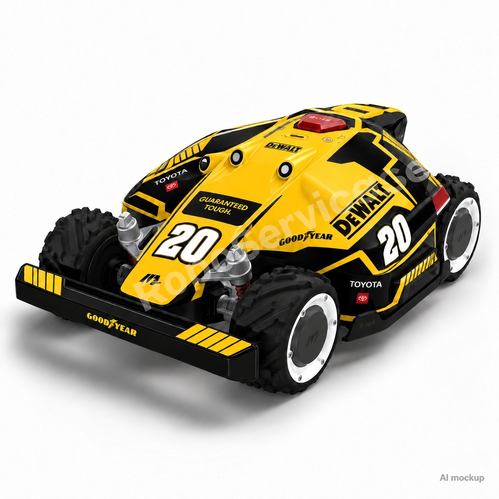 Mockup av Dewalt Nascar Edition på Mammotion LUBA 1
