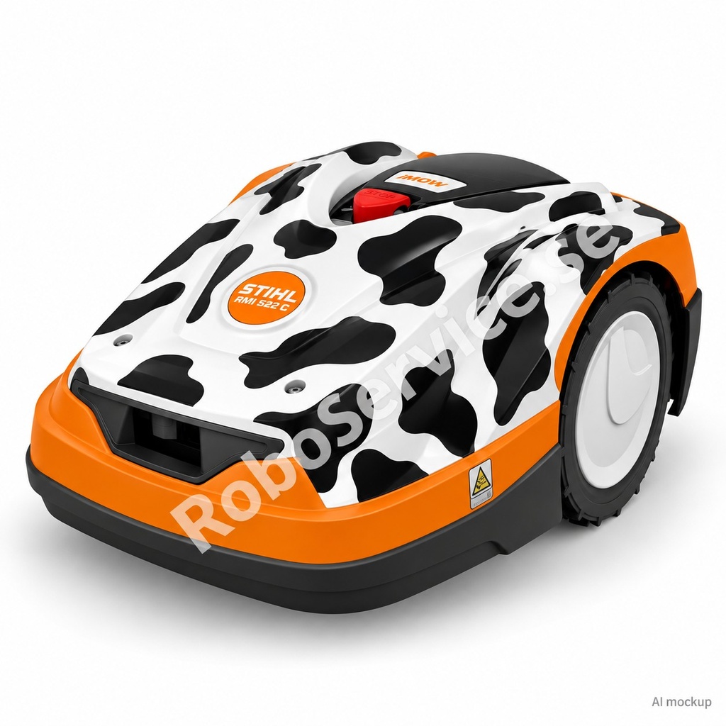 Mockup av Cow Edition på Stihl iMOW RMI 522
