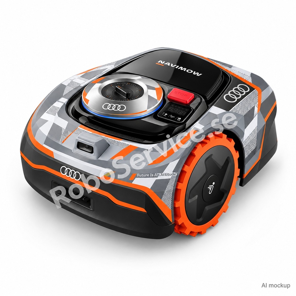 Mockup av Audi Sport Edition på Segway Navimow i