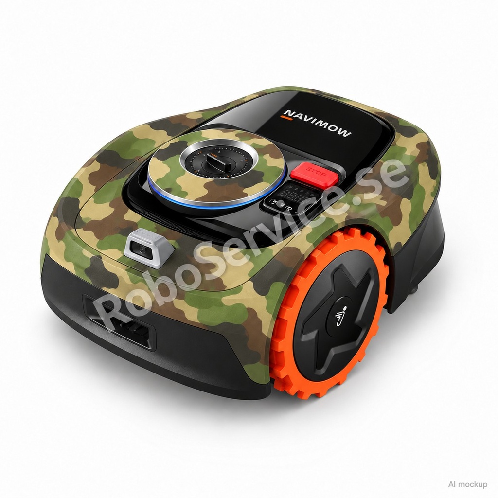 Mockup av Camo Army Edition på Segway Navimow i