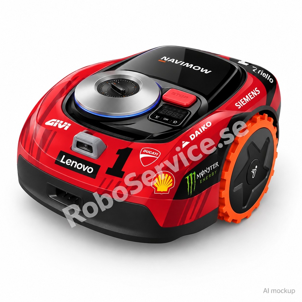 Mockup av Ducati Edition på Segway Navimow i