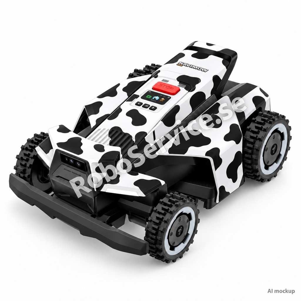Mockup av Cow Edition på Segway Navimow X4