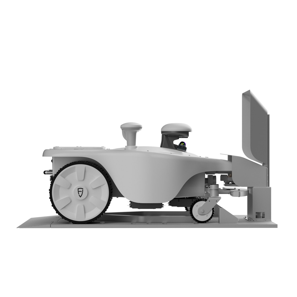 FJD Titan robotgräsklippare i den automatiska laddstationen