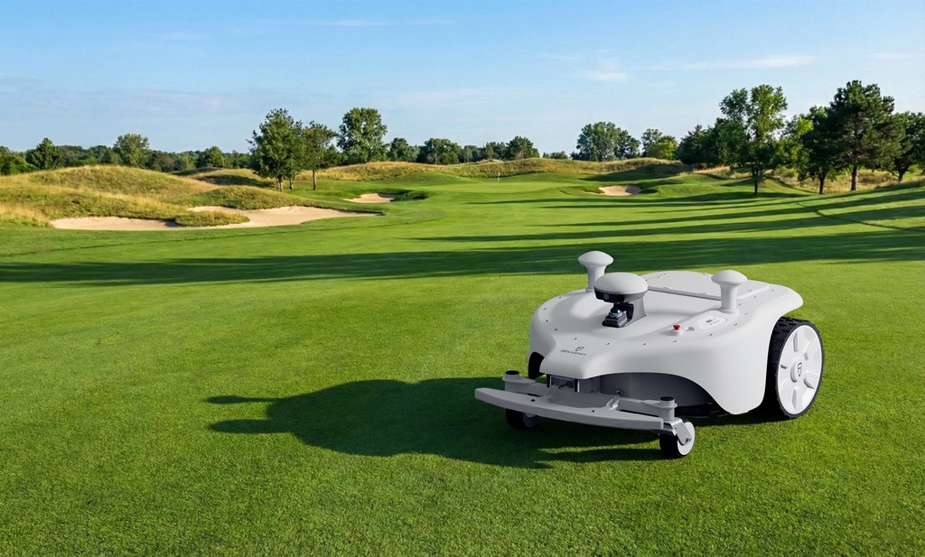 FJD Titan robotgräsklippare på golfbana fairway