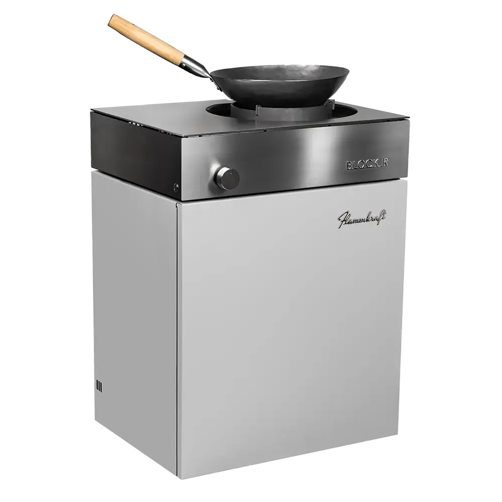 [R05A50EU] Flammkraft Gasolgrill Wokgrill BLOCK R – Ljusgrå