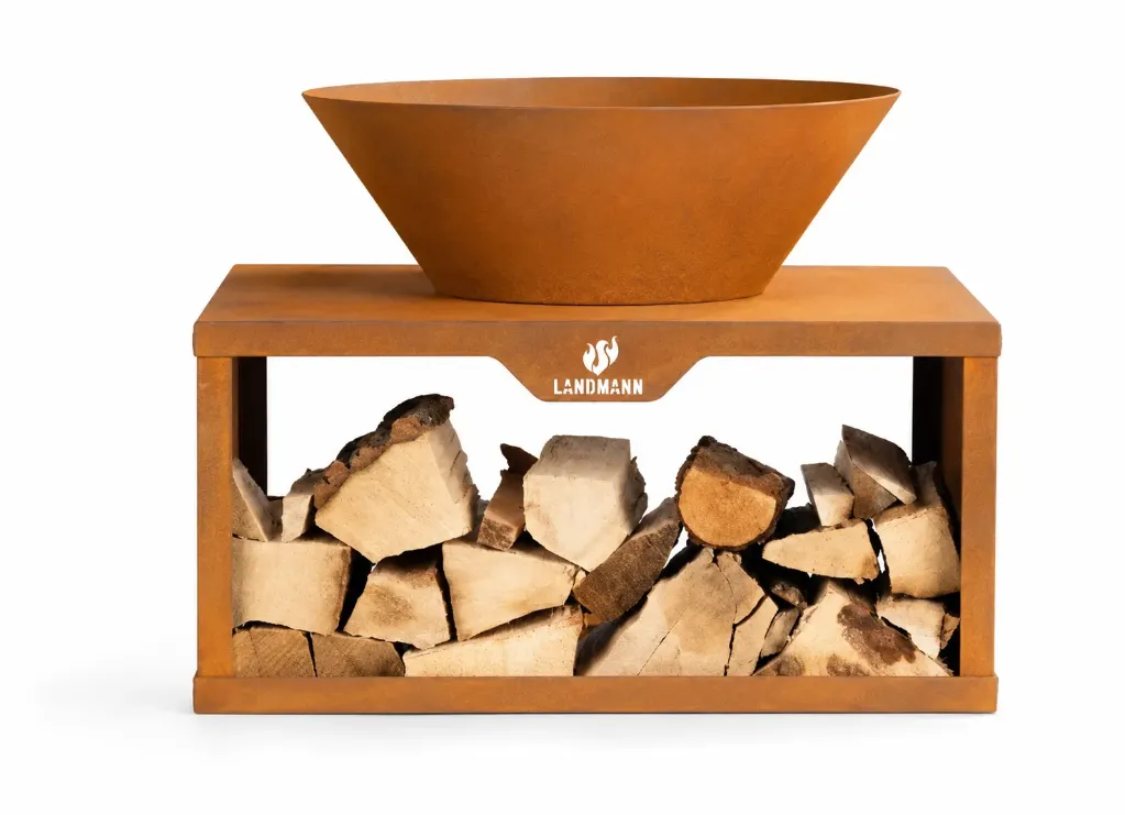 Corten Fire bowl incl wood storage 60cm