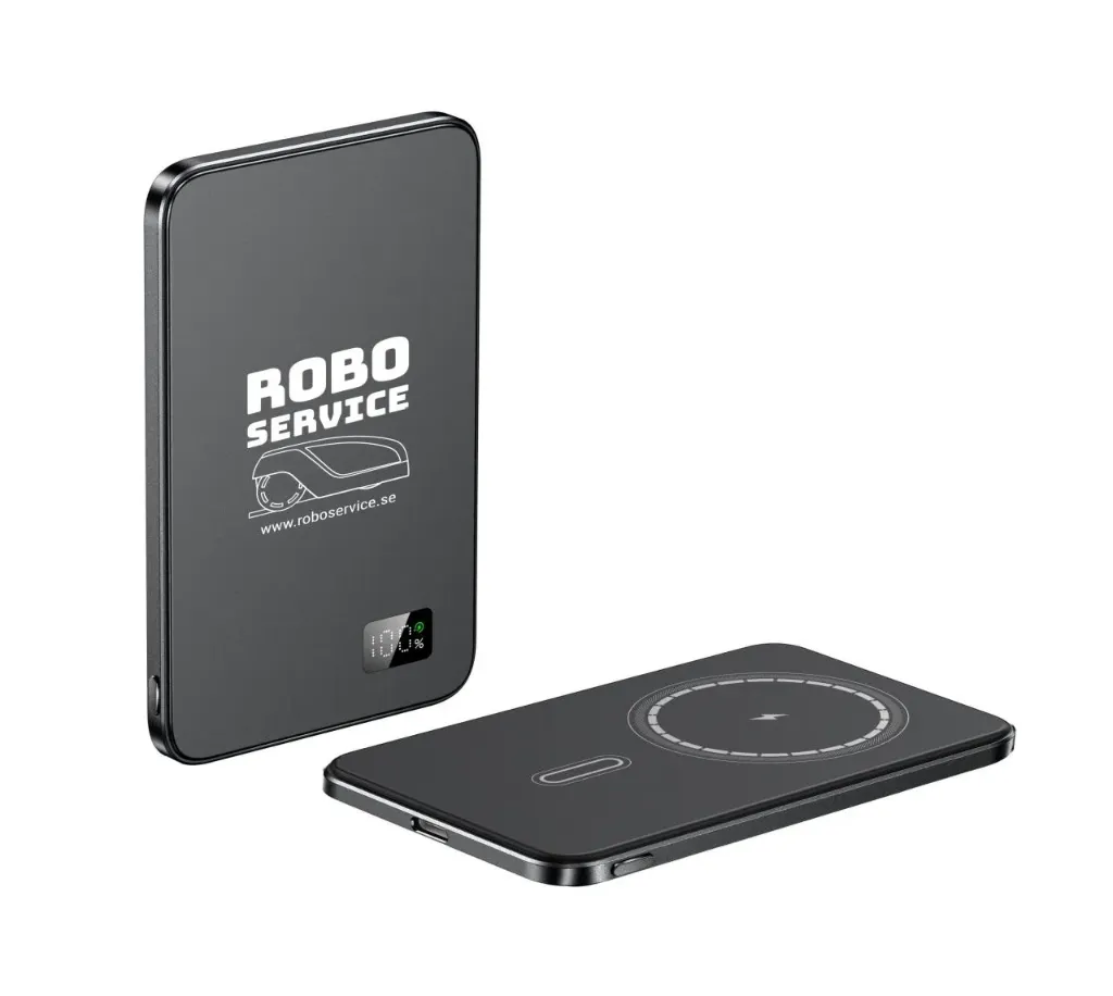 RoboService Powerbank 5000mAh (Svart, Magnetic, Custom Print)