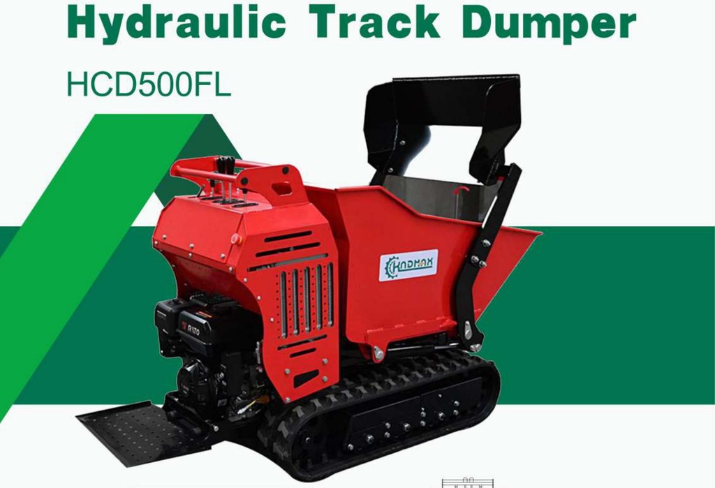 KNDMAX HCD500FL - Bandgående Hydraulisk Minidumper med Skopa 500 kg