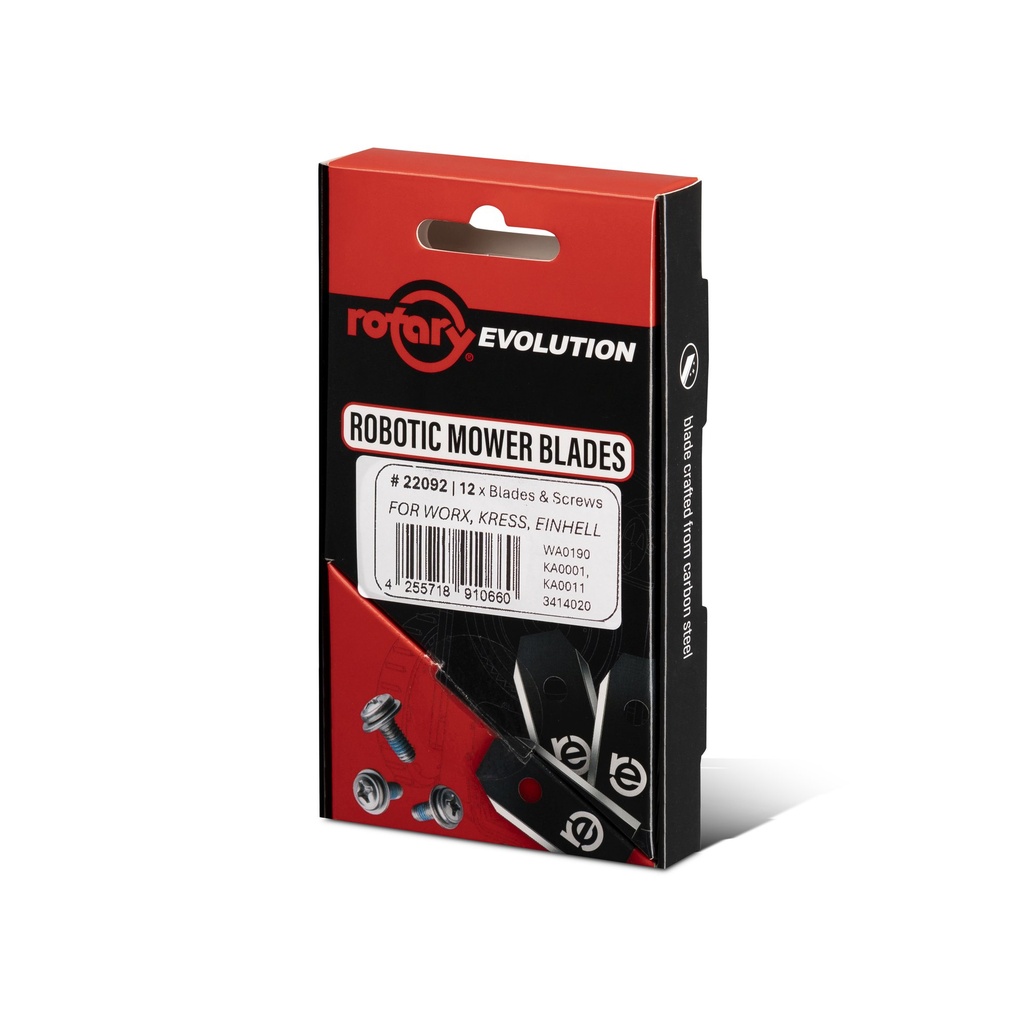 Rotary Evolution Blades for Worx Landroid, Kress, Bosch and Einhell - 12 pcs